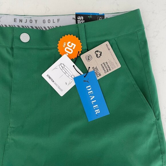 Puma Dealer Elevated Style 8" 100% Poly Golf Shorts 50+ UPF Vine Green Sz 40 NWT - Picture 4 of 13